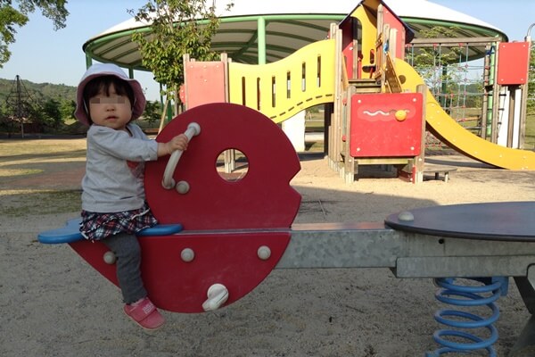 五条中央公園 小さい子用の遊具 滑り台あり